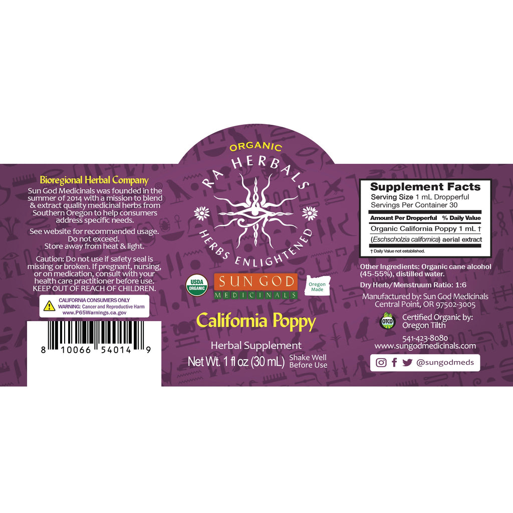 Ra Herbals Certified Organic California Poppy Tincture