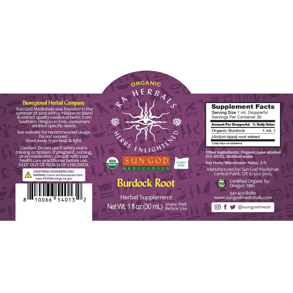 Ra Herbals Certified Organic Burdock Root Tincture