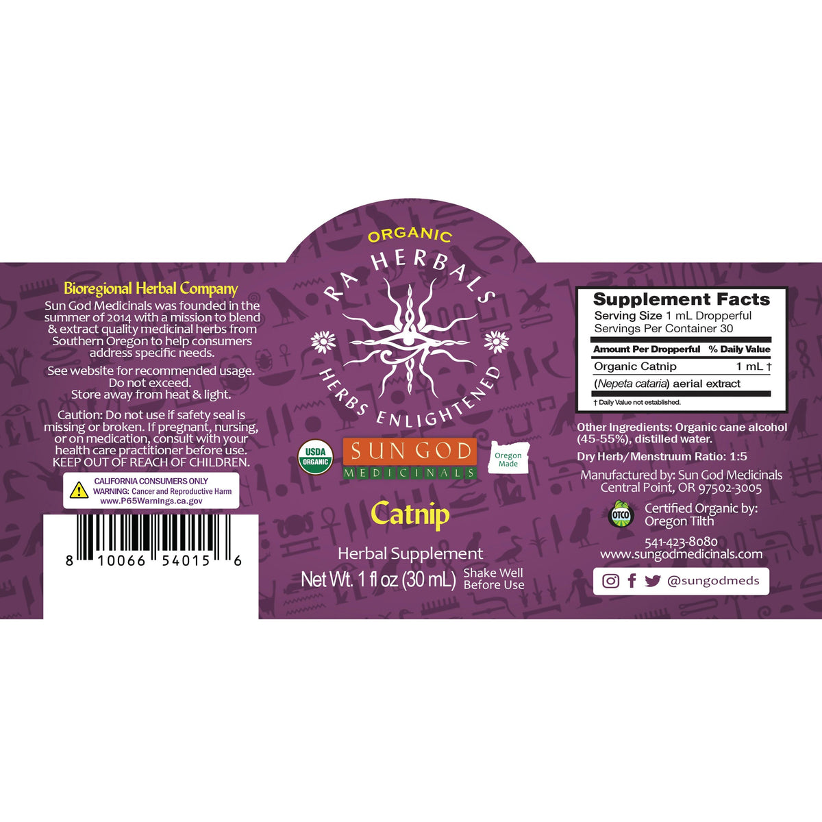 Ra Herbals Certified Organic Catnip Tincture