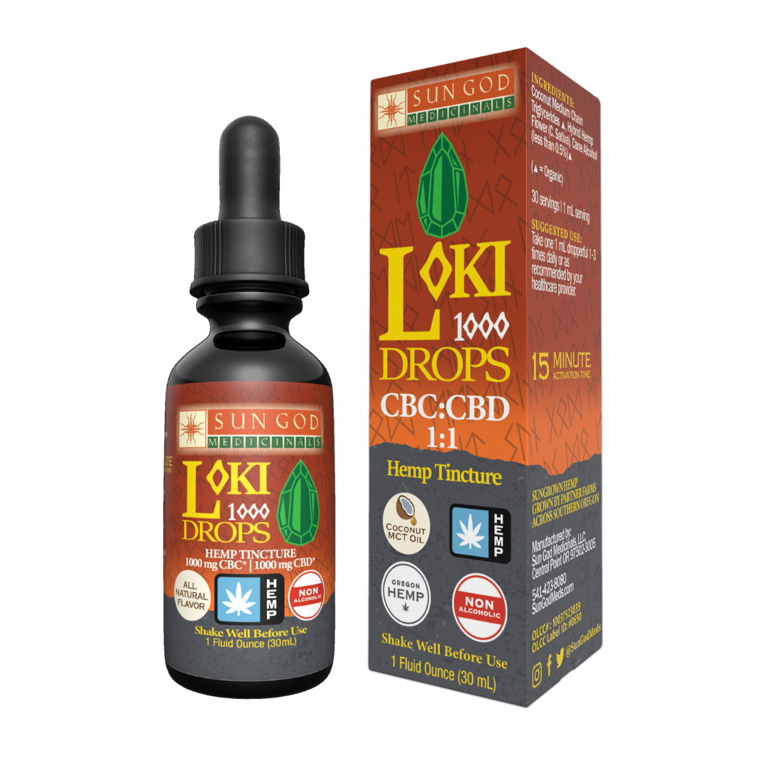 Loki 1000 Drops 1:1 CBC:CBD - New 2000mg Total Cannabinoids