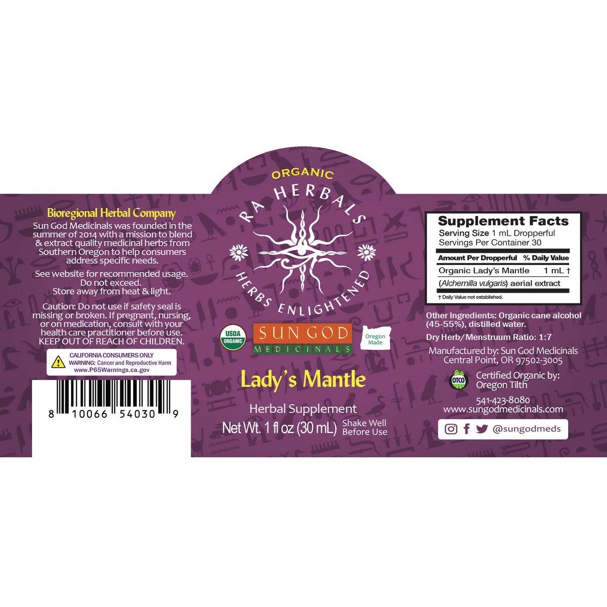 Ra Herbals Certified Organic Lady's Mantle Tincture