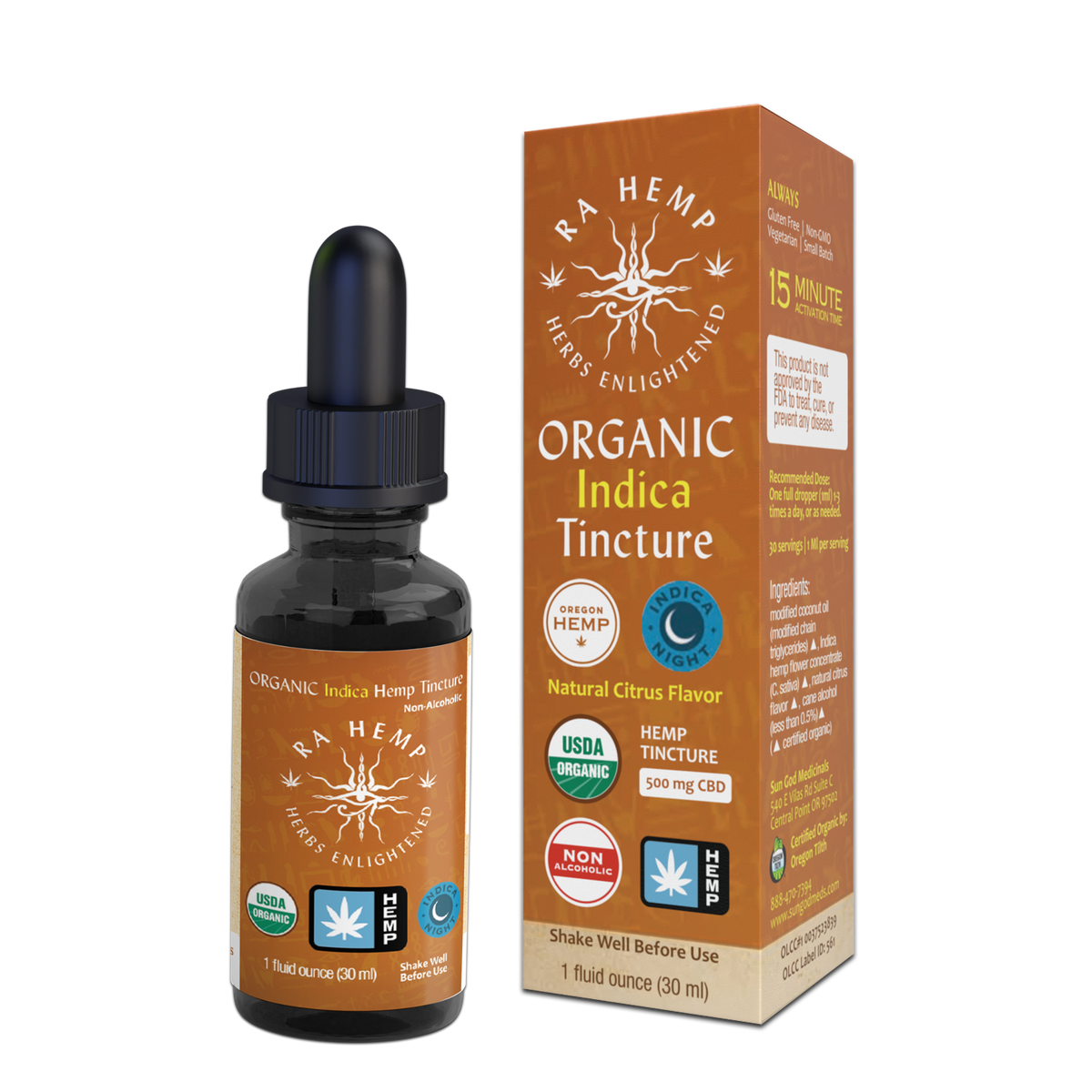 Organic Ra Hemp MCT Oil Tincture 500 Indica