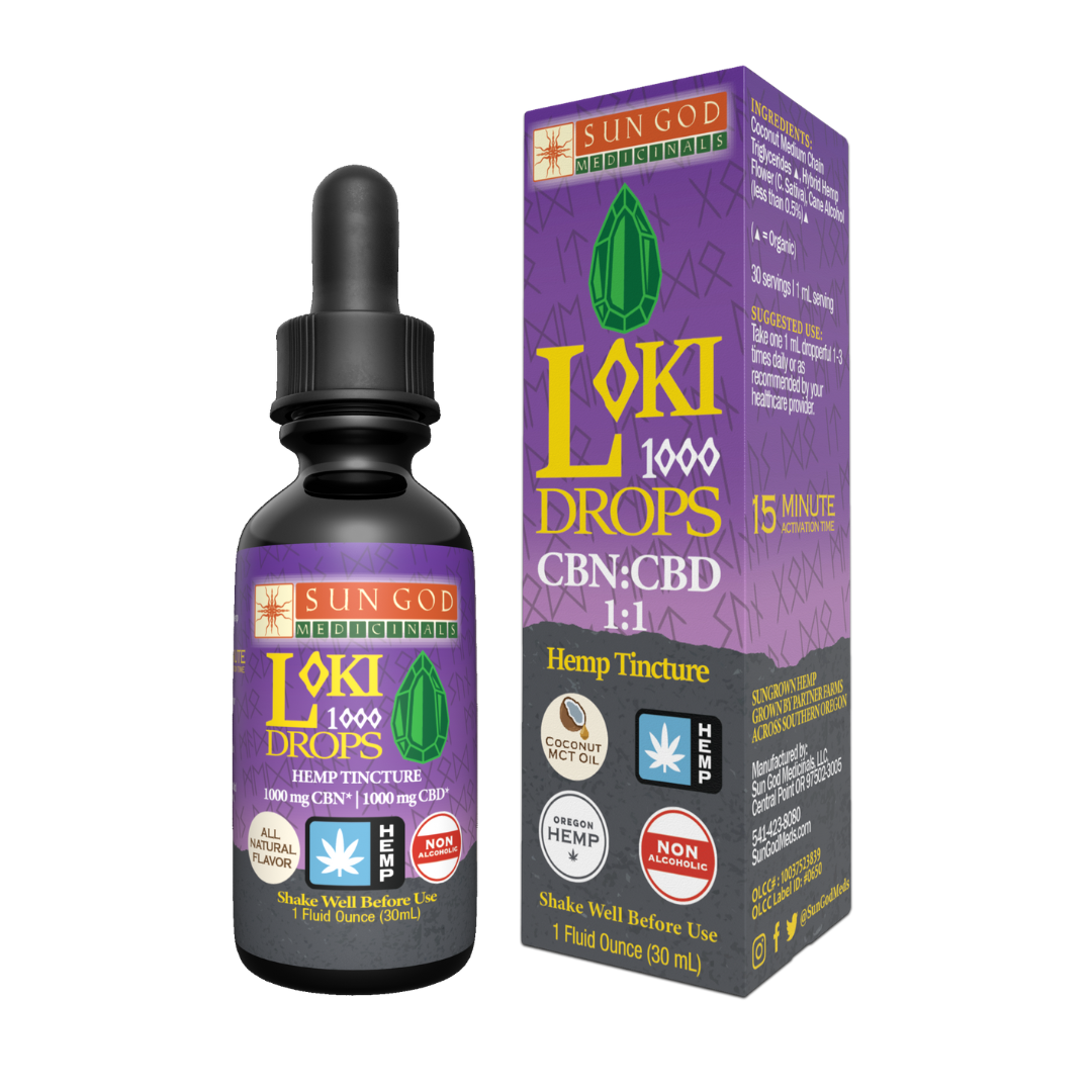 Loki 1000 Drops 1:1 CBN:CBD - New 2000mg Total Cannabinoids