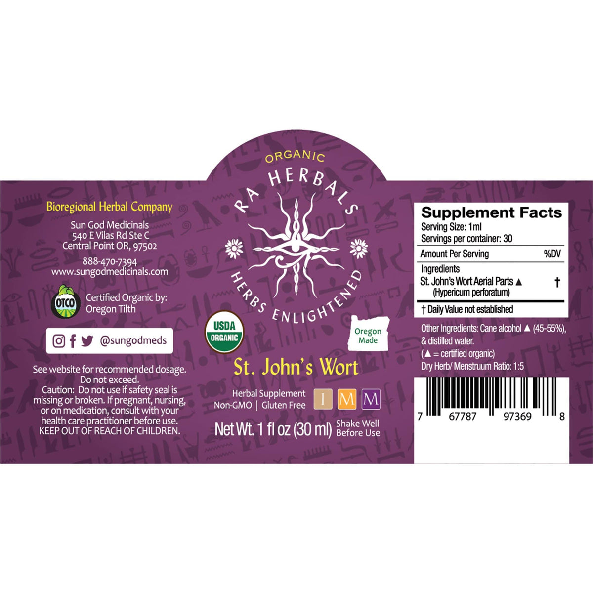 Ra Herbals Certified Organic St. John's Wort Tincture