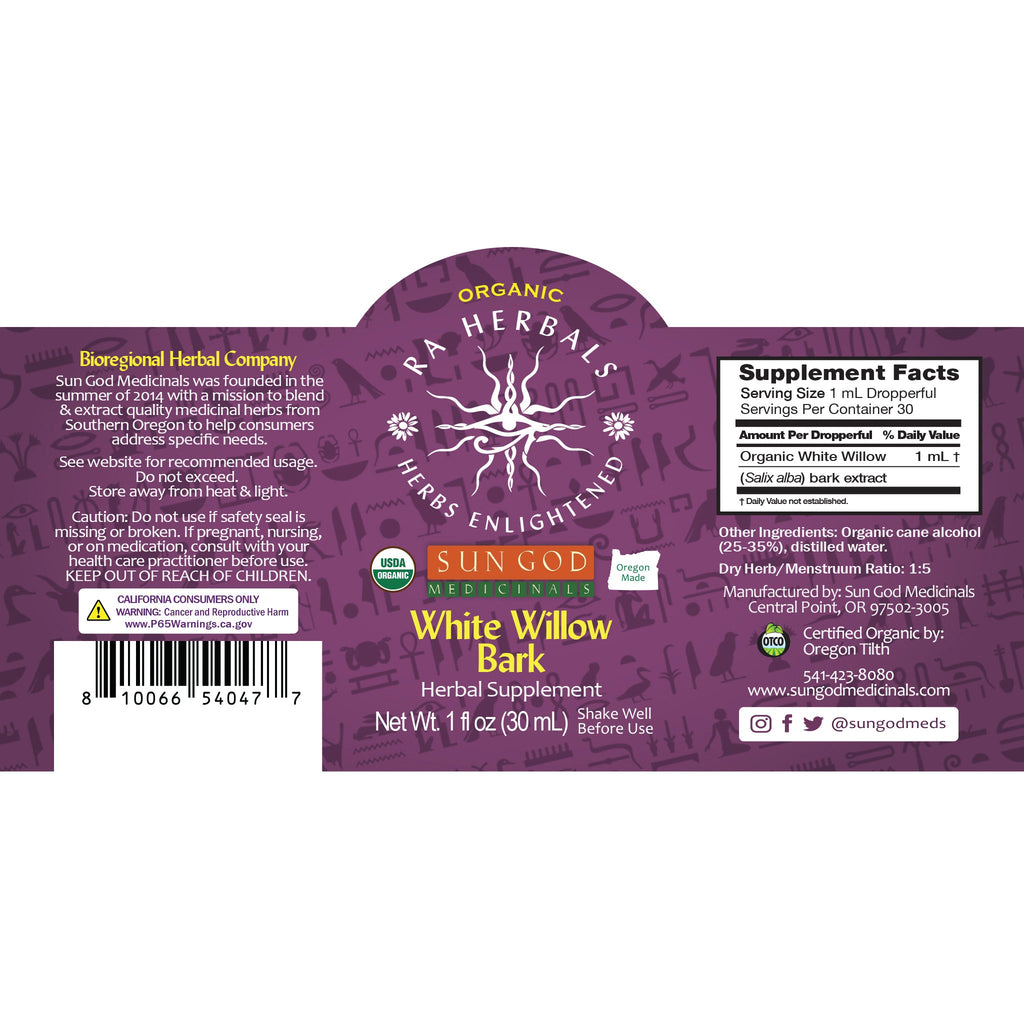 Ra Herbals Certified Organic White Willow Bark Tincture
